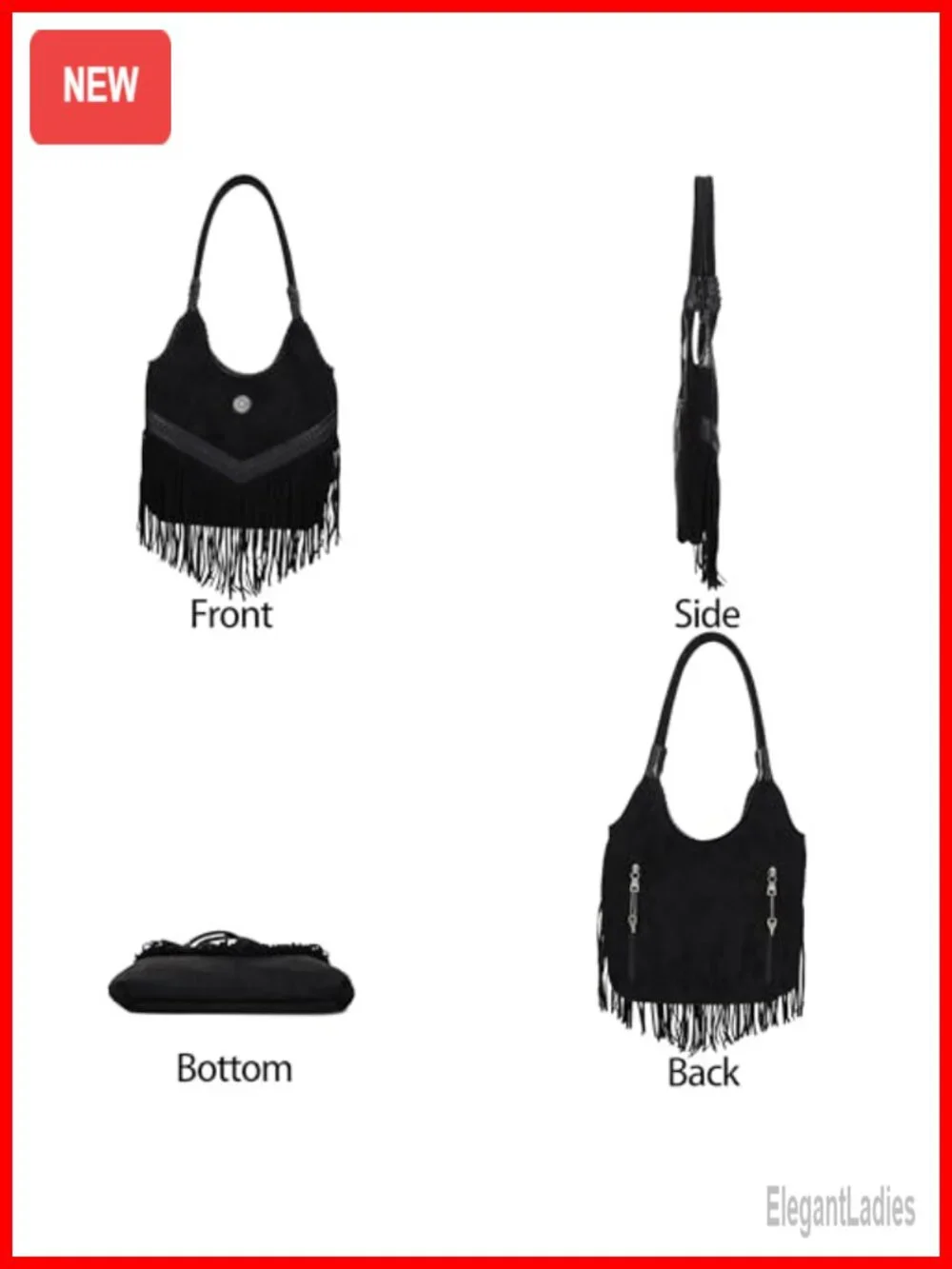 Suede Fringe Hobo Bag with CCW Pocket, Top Handle Tote Shoulder Bag